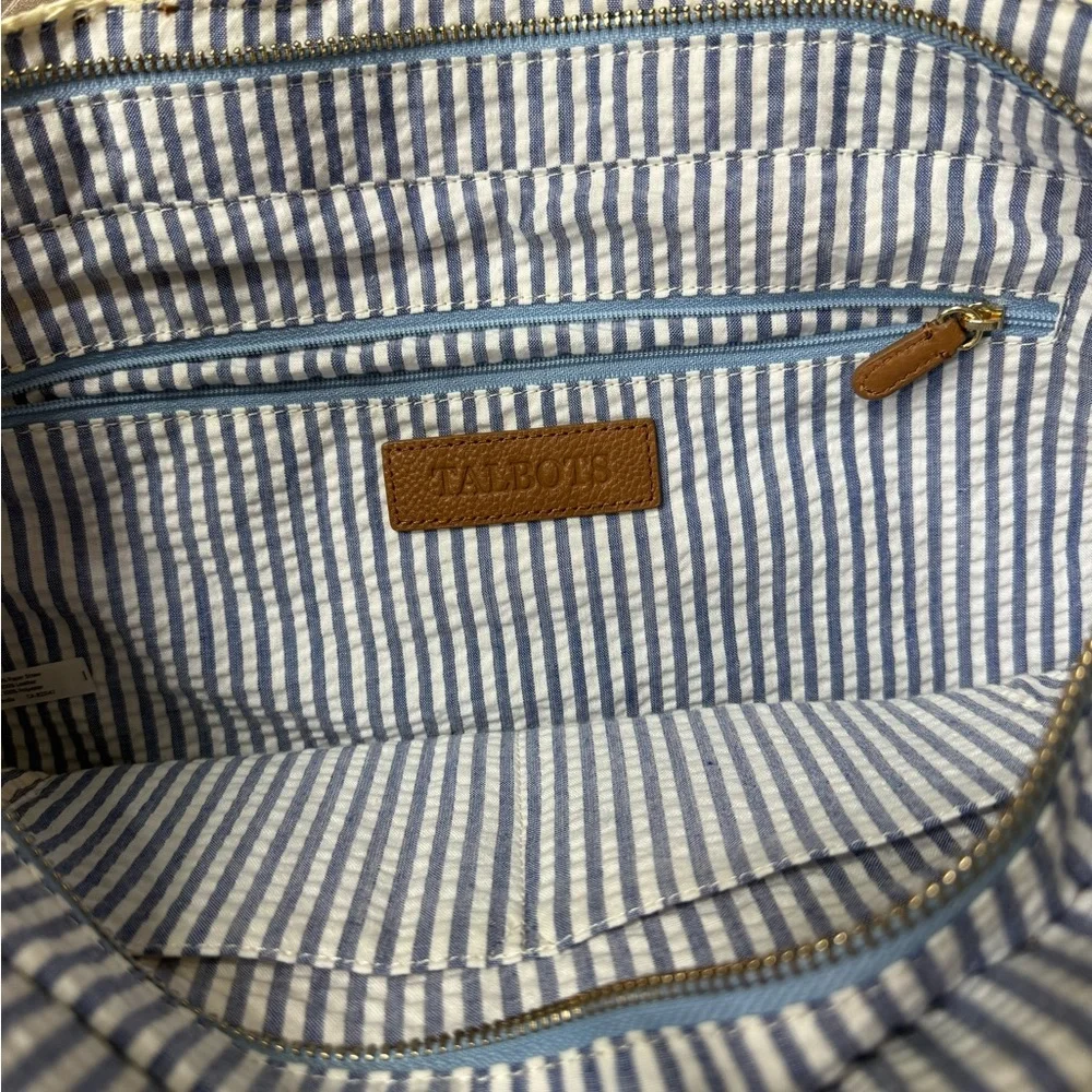 TALBOTS Boho Straw and Leather Tote Bag - Picture 2 of 6